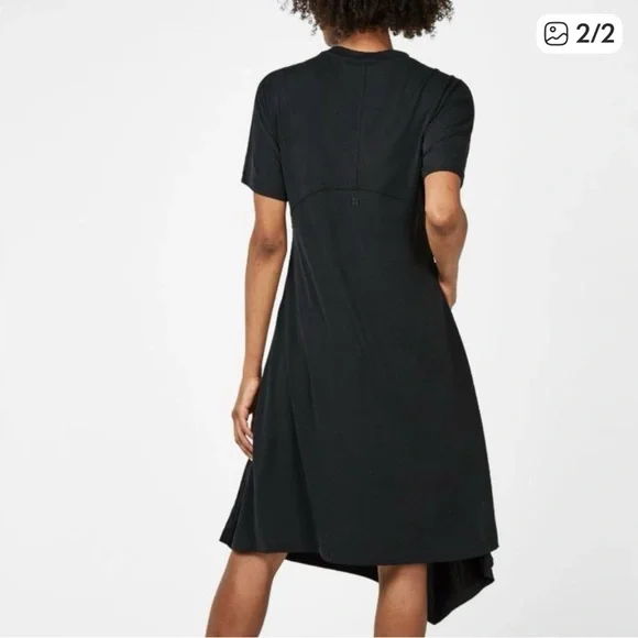 Sweaty Betty Rhea Charcoal Black Short Sleeve Midi Dress Size Small - Picture 2 of 12